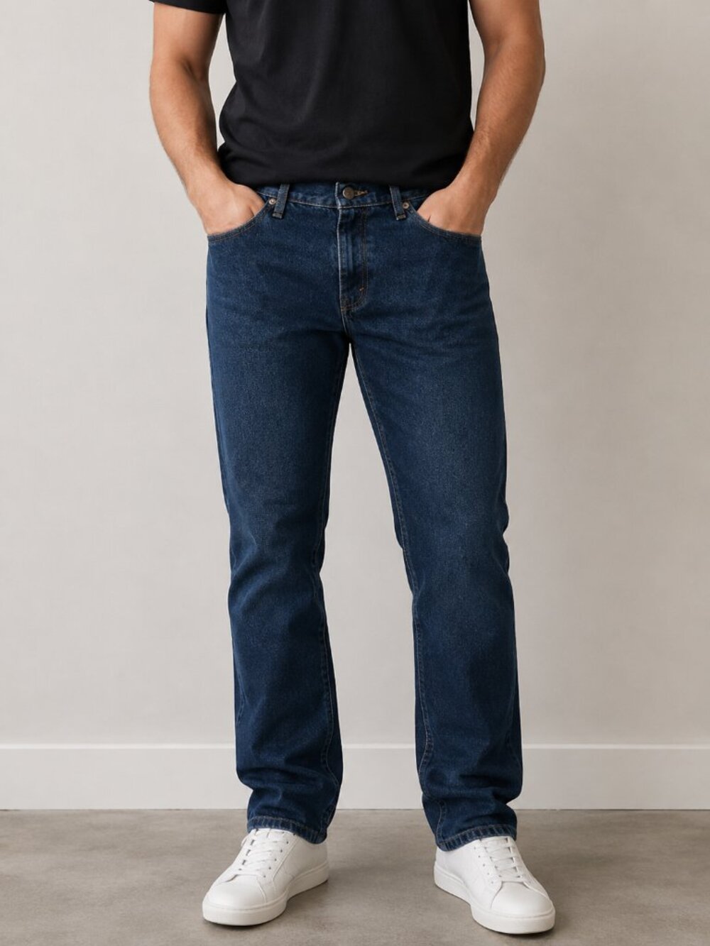 Magellan Outdoors Men's Straight Jeans in Dark Blue Denim